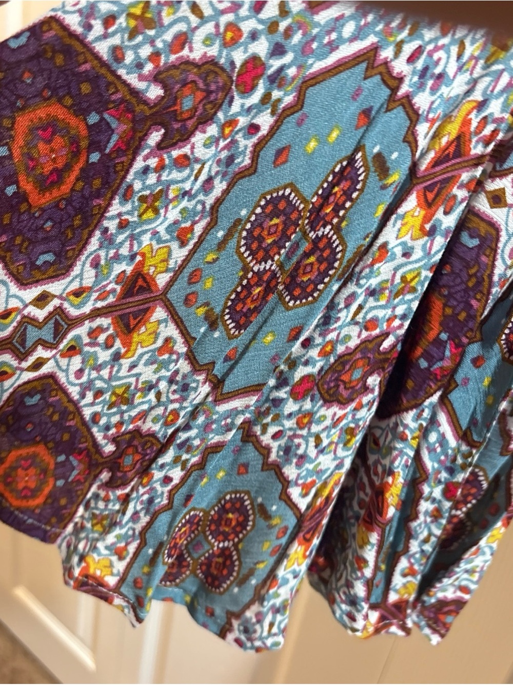 Umgee M Multicolor Boho Print Long Sleeve Tunic Blouse Boho Artsy Festival - Picture 4 of 6